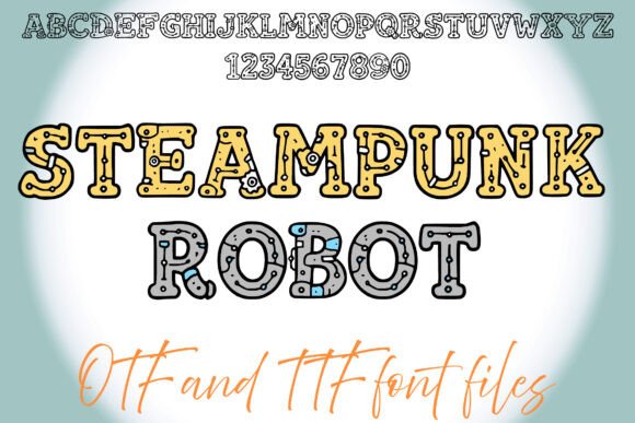 Steampunk Robot Font for Handmade Creations